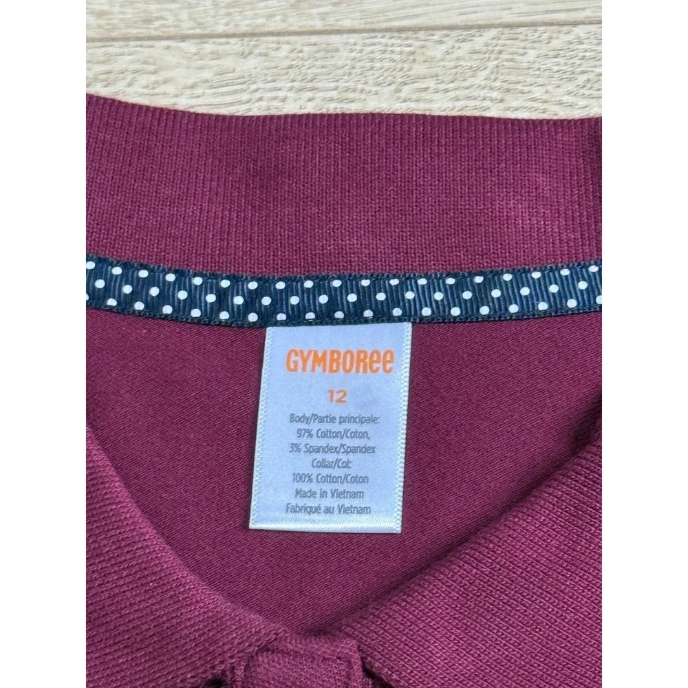 NWT Girls Kid Gymboree playproof uniforms nanotex short sleeve polo maroon sz 12